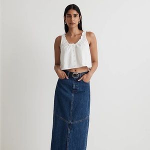 MADEWELL NWT Denim Ruffled U-Neck Crop Top
